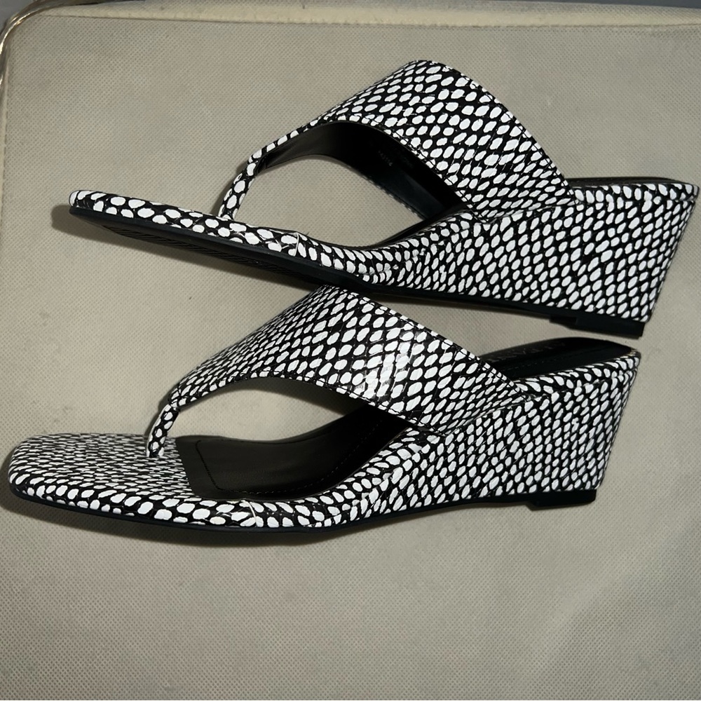Black and White Alfani Wedge Flip Flops